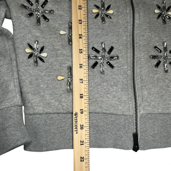 Banana Republic Women Grey Embellished Sweater Bomber Size S - Picture 3 of 10